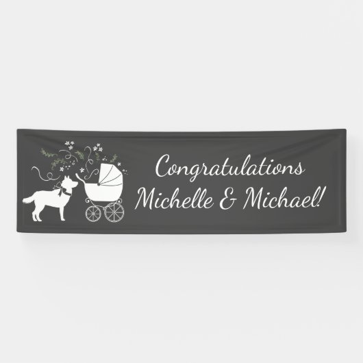 Banderoles Sibérie Husky Chien Baby shower Chien Chiot Gris (Horizontal)