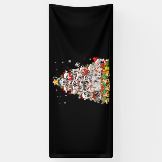 Banderoles Sibérie Husky Christmas Tree Lumières Drôle Chien (Vertical)