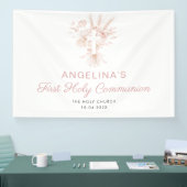 Banderoles signe de bienvenue rose floral poussiéreux (Salon professionnel)