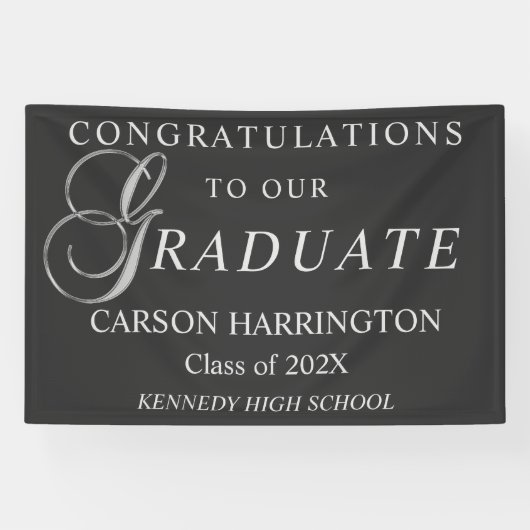 Banderoles Signe de graduation en argent élégant (Horizontal)