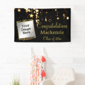 Banderoles Signe de graduation Gold Stars avec photo (En situation)