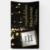 Banderoles Signe de graduation Gold Stars avec photo (Vertical)