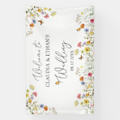 Banderoles SIGNE DE Mariage fleur sauvage D'ACCUEIL Botanique (Verticale)