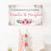 Banderoles SIGNE FÉLICITATION Mariage Rustique Bois Floral (En situation)