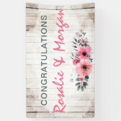 Banderoles SIGNE FÉLICITATION Mariage Rustique Bois Floral (Vertical)