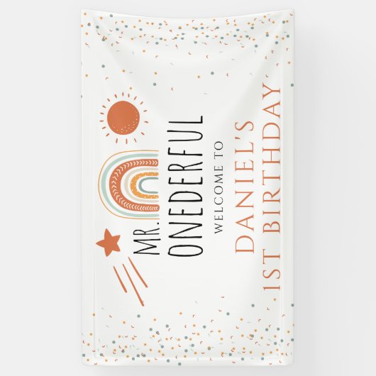 Banderoles SIGNE M. Onederful Boho Arc-en-ciel 1er anniversai (Vertical)