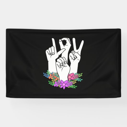 Banderoles Signe main ASL de l'enseignant (Horizontal)