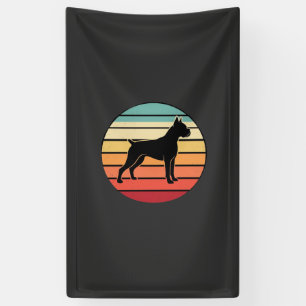 Banderoles Silhouette de chien Boxer au coucher du soleil Rét