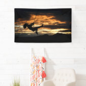 Banderoles Silhouette du coucher de soleil de la fille sur le (En situation)