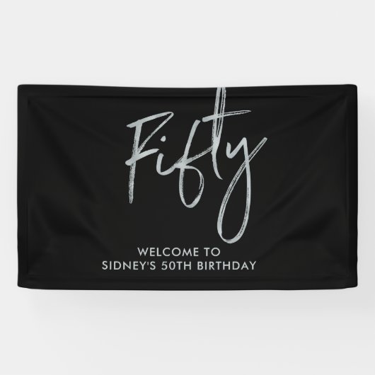 Banderoles Silver & Black Cinquante-ème anniversaire de fête  (Horizontal)