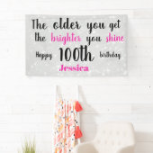 Banderoles Silver et rose 100e anniversaire personnalisé (En situation)