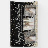 Banderoles Silver Gold Confetti Photo Collage 21e anniversair (Vertical)