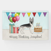 Banderoles Silver Sable Allemand Berger Chien Joyeux Annivers (Horizontal)