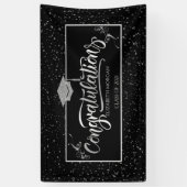 Banderoles SilverGlitter Graduate Casquette, Confetti Noir (Vertical)