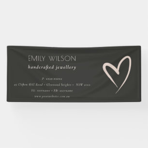 Banderoles Simple Black Blush Heart Business Entreprise