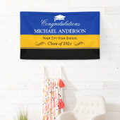 Banderoles Simple Blue Jaune Black Graduation Party (En situation)