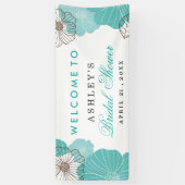 Banderoles Simple Chic Turquoise Vert Floral Mariage Fête (Vertical)