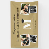 Banderoles Simple Classic Monogramme 4 Photo Graduation Party (Vertical)