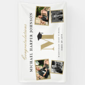Banderoles Simple Classic Monogramme 4 Photo Graduation Party (Vertical)