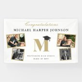 Banderoles Simple Classic Monogramme 4 Photo Graduation Party (Horizontal)