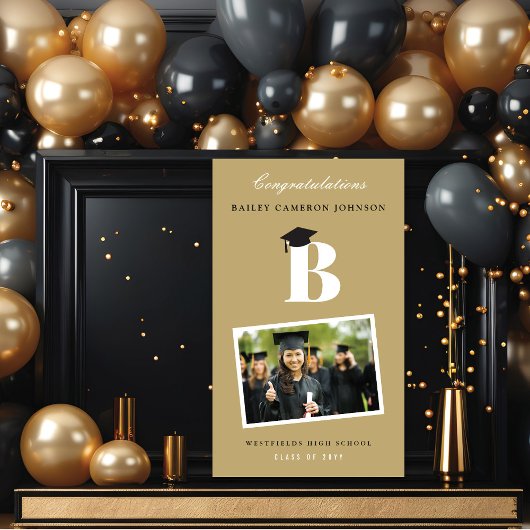 Banderoles Simple Classique Monogramme Photo Graduation Party