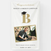 Banderoles Simple Classique Monogramme Photo Graduation Party (Vertical)