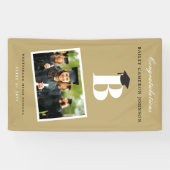 Banderoles Simple Classique Monogramme Photo Graduation Party (Horizontal)
