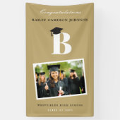 Banderoles Simple Classique Monogramme Photo Graduation Party (Vertical)
