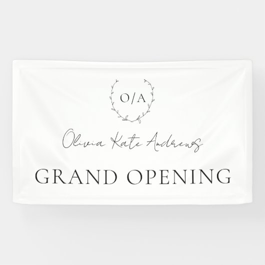 Banderoles Simple classique Monogramme Wreath Élégant (Horizontal)