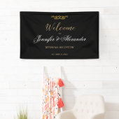 Banderoles Simple éditable luxe noir or mariage d'accueil (En situation)
