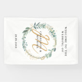 Banderoles Simple, élégant, monogramme mariage eucalyptus (Horizontal)