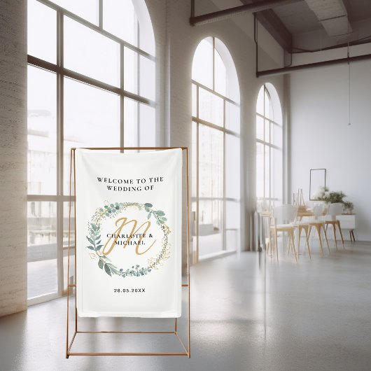 Banderoles Simple, élégant, monogramme mariage eucalyptus