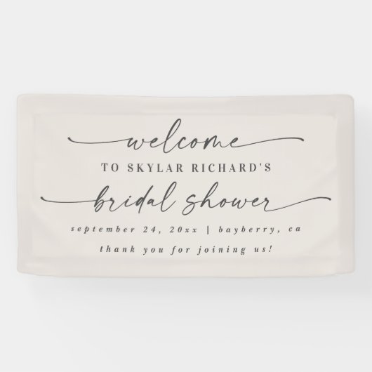 Banderoles Simple Elegant Off-White Bridal Shower Welcome (Horizontal)