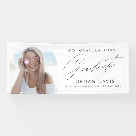 Banderoles Simple Elegant Script Photo Graduation Party (Horizontal)