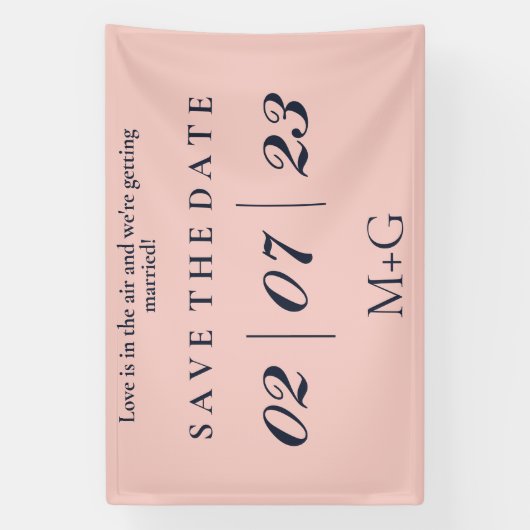 BANDEROLES SIMPLE ENREGISTRER LA DATE OXFORD BLEU ET BÉBÉ ROS (Verticale)