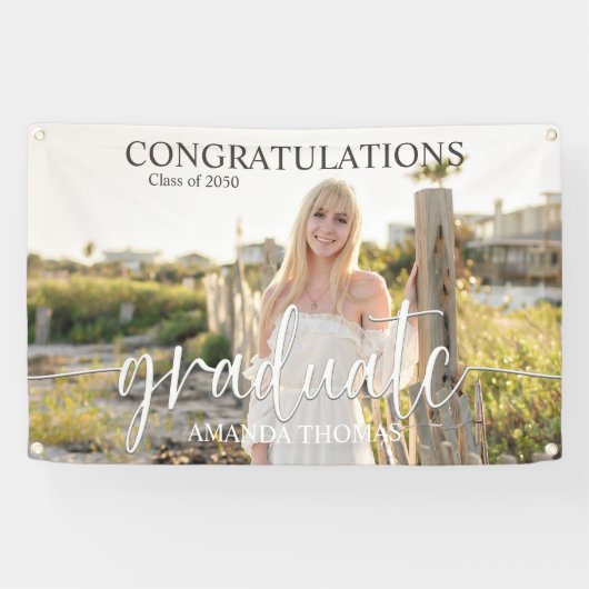 Banderoles Simple Graduation Party Signer Photo personnalisée (Horizontal)