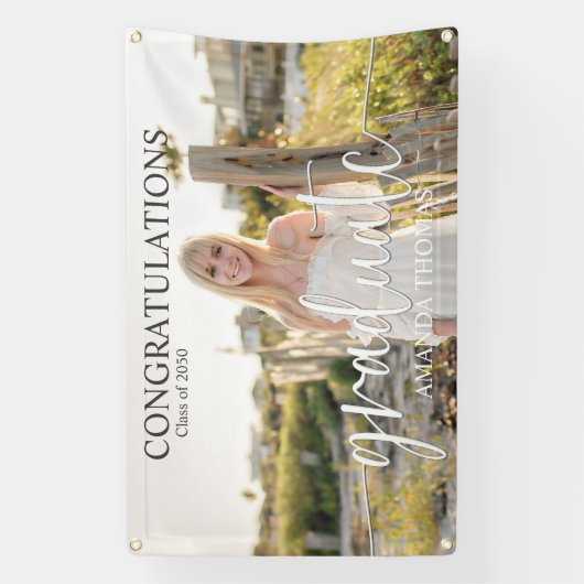 Banderoles Simple Graduation Party Signer Photo personnalisée (Verticale)