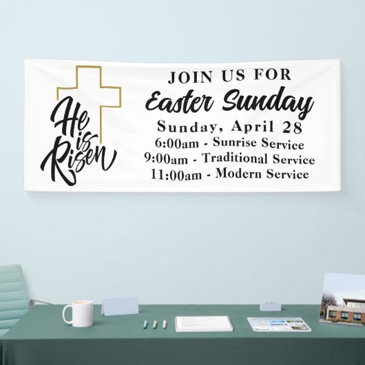 Banderoles Simple Il est ressuscité Pâques Dimanche Service E (Salon professionnel)