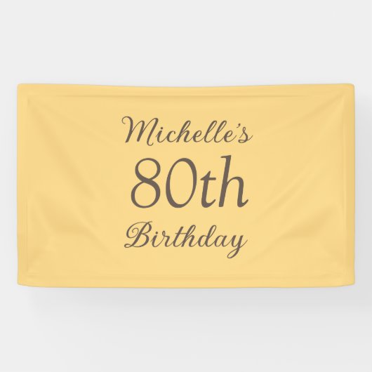 Banderoles Simple Jaune 80e Anniversaire (Horizontal)