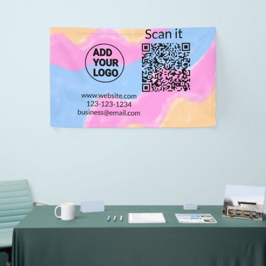 Banderoles Simple minimum q r code ajouter logo code d'analys (Salon professionnel)