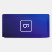 Banderoles Simple moderne bleu foncé Ombre dégradé et monogra (Horizontal)