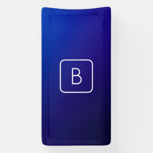 Banderoles Simple moderne bleu foncé Ombre dégradé et monogra