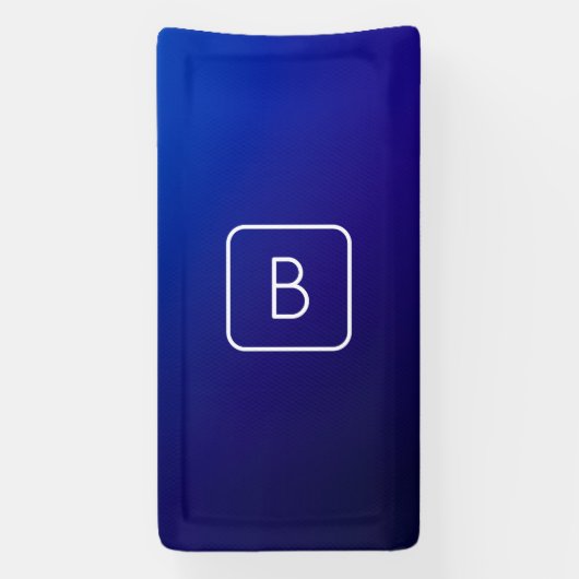 Banderoles Simple moderne bleu foncé Ombre dégradé et monogra (Verticale)