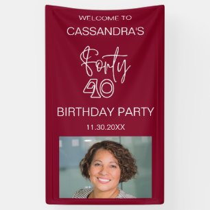 Banderoles Simple moderne Bourgogne Photo 40e anniversaire Bi