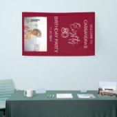 Banderoles Simple moderne Bourgogne Photo 80e anniversaire Bi (Salon professionnel)
