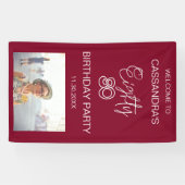 Banderoles Simple moderne Bourgogne Photo 80e anniversaire Bi (Horizontal)