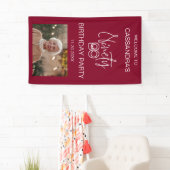 Banderoles Simple moderne Bourgogne Photo 90e anniversaire Bi (En situation)