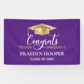 Banderoles Simple Moderne Purple Gold Graduation (Horizontal)