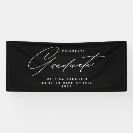 Banderoles Simple moderne Script Monochrome Graduation Party (Horizontal)