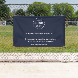 Banderoles Simple Navy Blue Business Event Logo Texte
